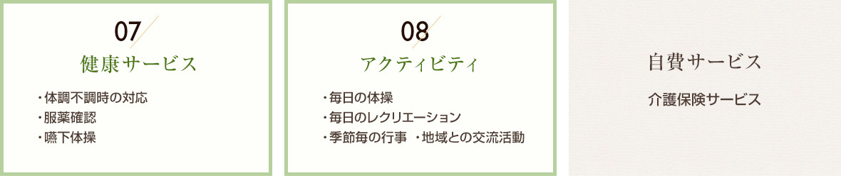 健康サービス・アクティビティ・自費サービス